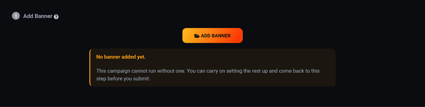 The Add Banner row of the creative step, before any banner has been added