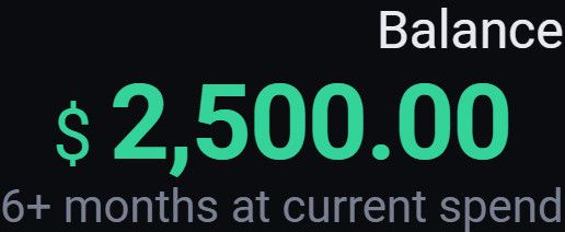The account balance shown in the top bar next to the add funds button